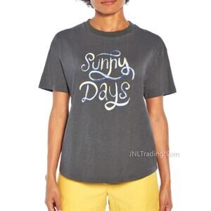 Wildfox Women's 100% Cotton Relaxed Fit Super Soft Charcoal "Sunny Days" Tee, M